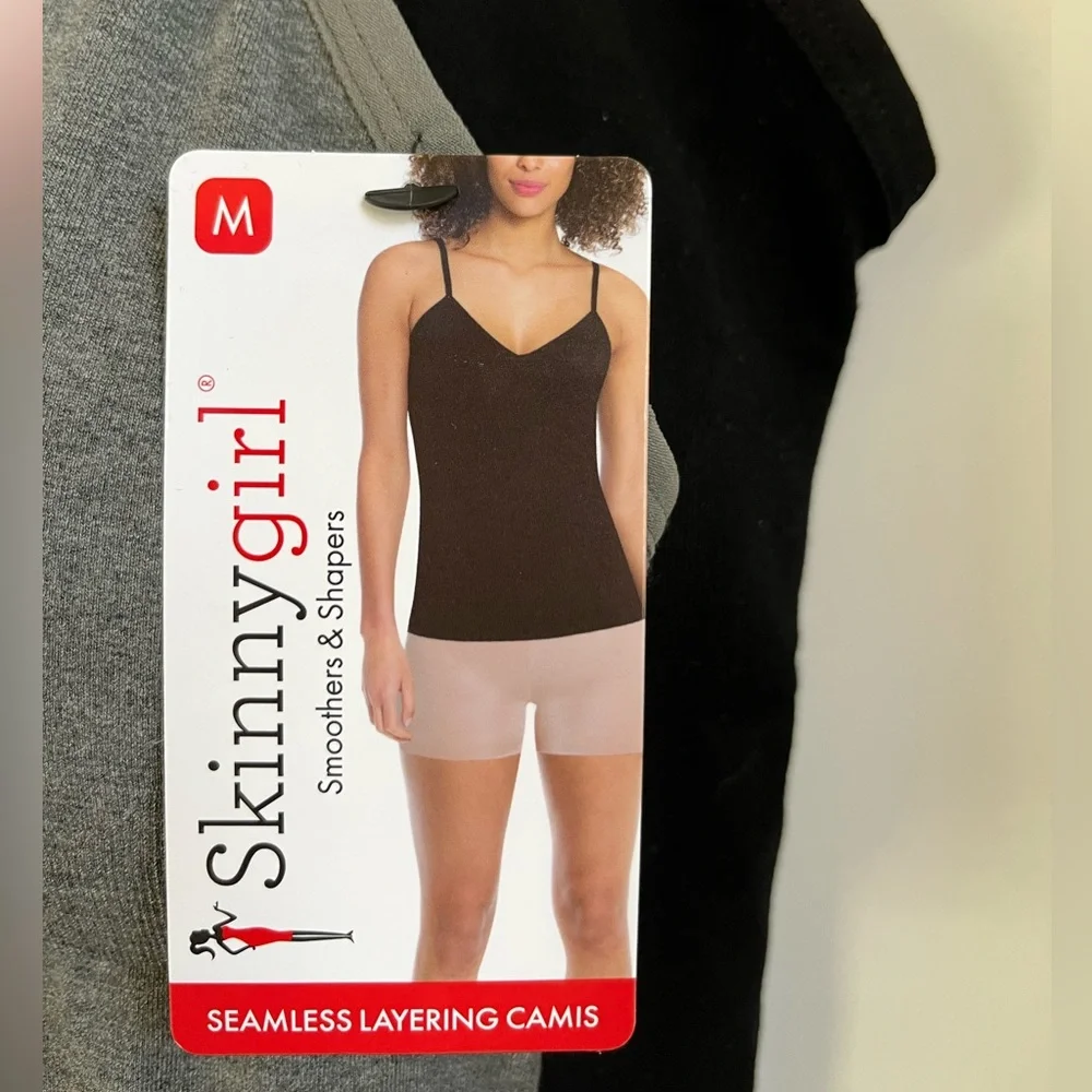 Skinny Girl Stretch Seamless Adjustable Straps Removable Pads Layering Camis 2pc - Picture 3 of 12